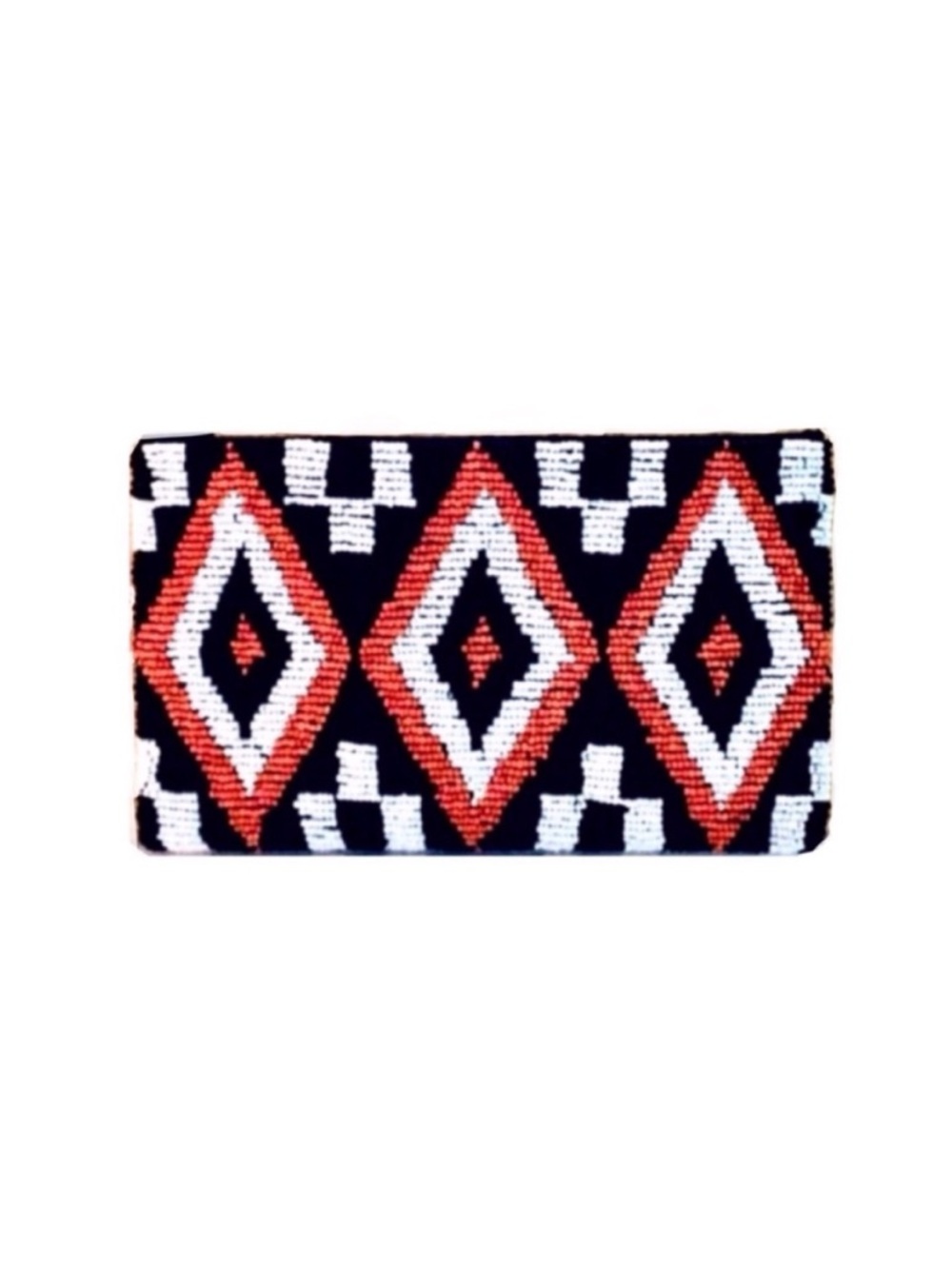 NWOT Hand Beaded Wristlet Bag in Bold Geo Pattern